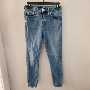 FREE ASSEMBLY High Rise Skinny Blue Women's Jeans 6S Short Denim Broken In Soft